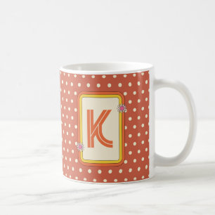 Retro Polka Dot Monogram Coffee Mug