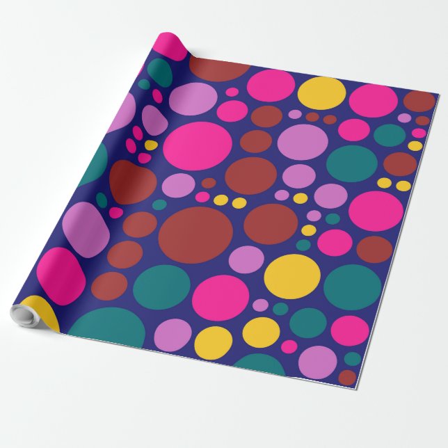 Retro Polka Dot Mosaic Pattern #3 Wrapping Paper (Unrolled)