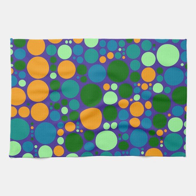 Retro Polka Dot Mosaic Pattern #6 Tea Towel (Horizontal)