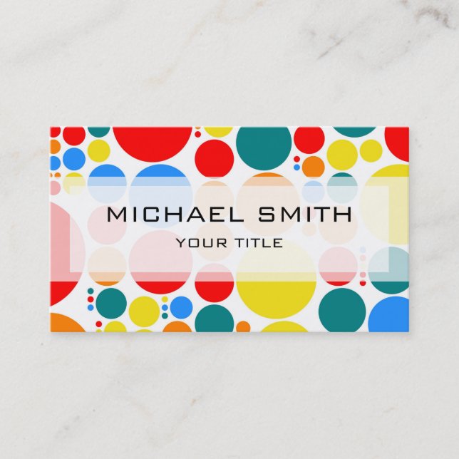 Retro Polka Dot Mosaic Pattern Business Card (Front)