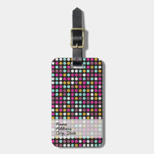 Retro Polka Dot Painted Canvas #4 Luggage Tag