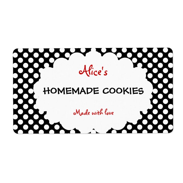 Retro Polka Dot Personalised Homemade Cookies (Front)