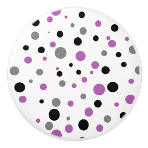 Retro Polka-dot purple black grey ceramic knob