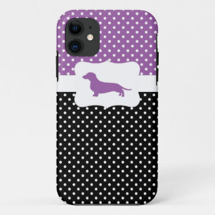 Retro Polka Dot w/Dachshund iPhone 11 Case