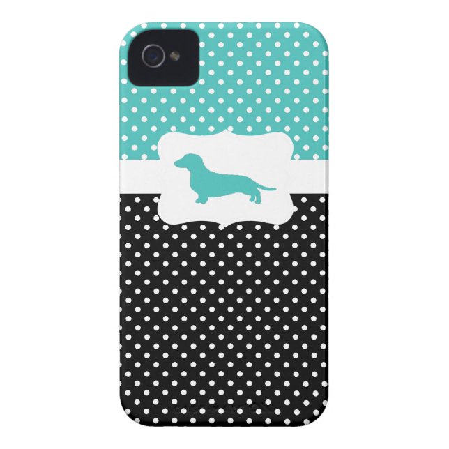 Retro Polka Dot w/Dachshund Case-Mate iPhone Case (Back)