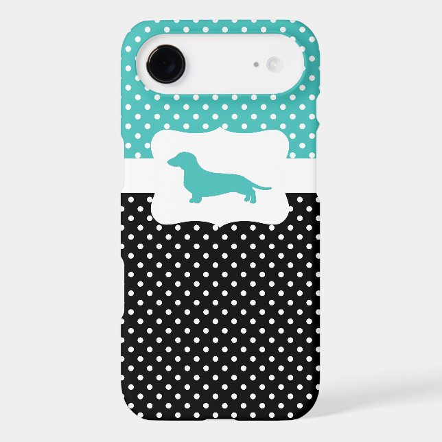 Retro Polka Dot w/Dachshund Case-Mate iPhone Case (Back)