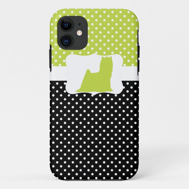 Retro Polka Dot w/Yorkie Case-Mate iPhone Case (Back)