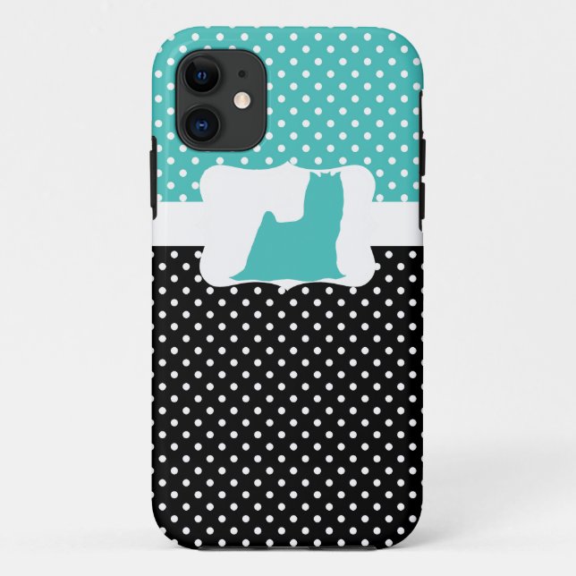 Retro Polka Dot w/Yorkie Case-Mate iPhone Case (Back)