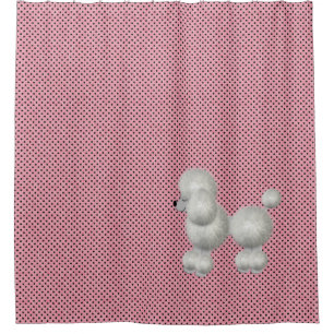 Retro Polka Dots and Poodle Shower Curtain
