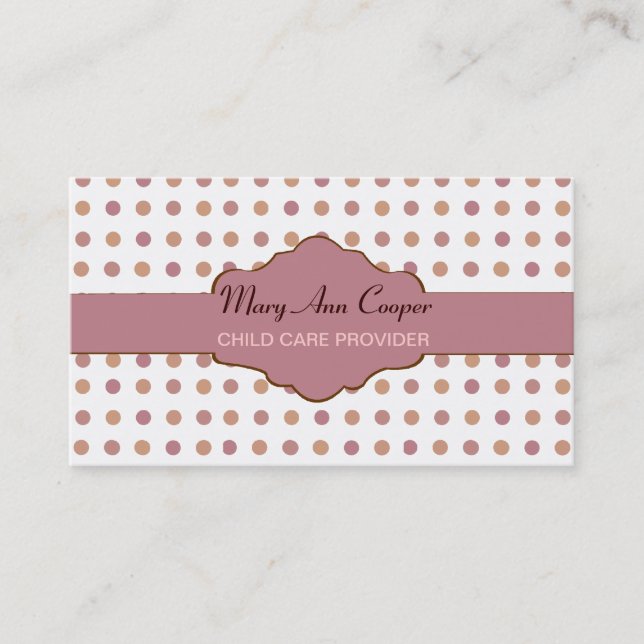 Retro Polka Dots Classic Custom Pattern ROSE MAUVE Business Card (Front)