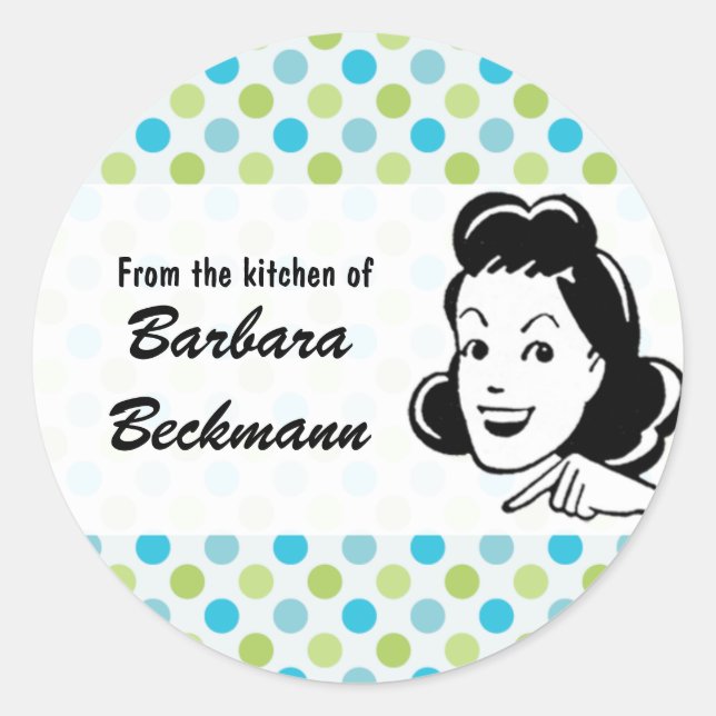 Retro Polka Dots "From the Kitchen" sticker (Front)
