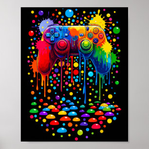 Retro Polka Dots Gaming Controller Video Gamers Do Poster