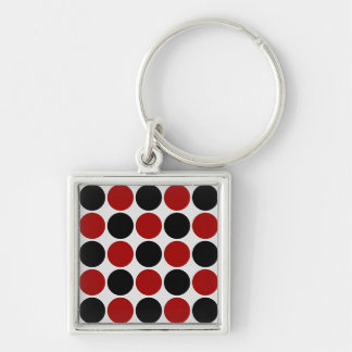 Retro Polka Dots in Red & Black Key Ring