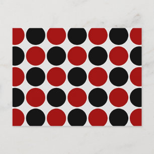 Retro Polka Dots in Red & Black Postcard
