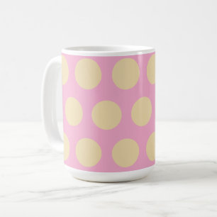 Retro Polka Dots Pink & Yellow Design  Coffee Mug