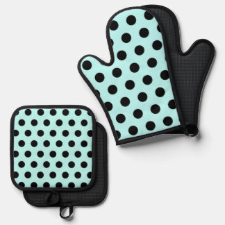 Retro Polkadots Pattern Oven Mitt & Pot Holder Set