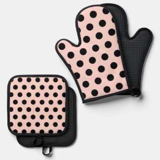 Retro Polkadots Pattern Oven Mitt & Pot Holder Set