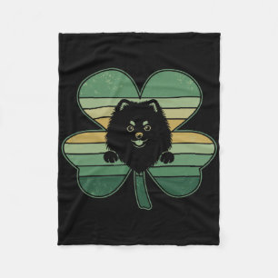 Retro Pomeranian Dog Shamrock Patricks Day Womens Fleece Blanket