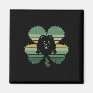 Retro Pomeranian Dog Shamrock Patricks Day Womens Magnet