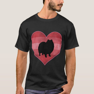 Retro Pomeranian Valentines Day Heart Love Womens T-Shirt