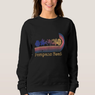 Retro Pompano Beach Tropical Flowers 80's Style Su Sweatshirt