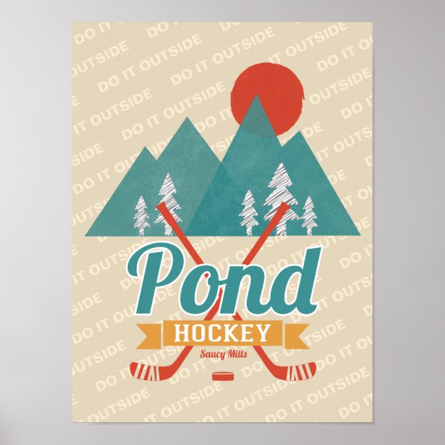 Retro Pond Hockey Do It Outside Poster (Front)