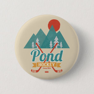 Retro Pond Hockey Sticks Pinback flare 6 Cm Round Badge