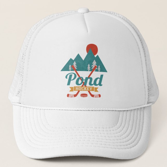 Retro Pond Hockey Trucker Hat (Front)