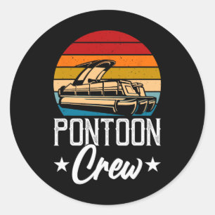 Retro Pontoon Crew Men Funny Boat Captain Boating Classic Round Sticker