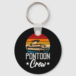 Retro Pontoon Crew Men Funny Boat Captain Boating  Key Ring