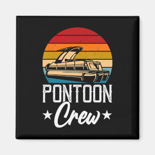 Retro Pontoon Crew Men Funny Boat Captain Boating Magnet