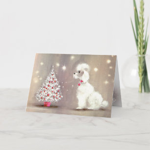 Retro Poodle and Christmas Tree Card