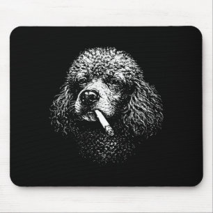 Retro poodle dog graphic cool smoking dog portrait mouse pad
