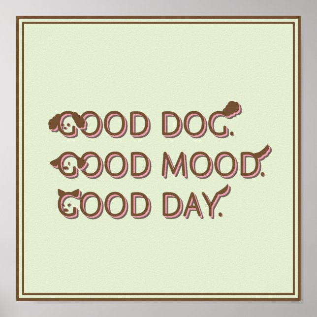 Retro Poodle Good Dog Good Mood Day Typography Poster (Front)