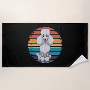 Retro Poodle Lover Dog Gifts for Poodle Owners Men Beach Towel