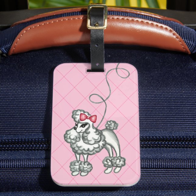 Retro Poodle  Luggage Tag (Front Insitu 2)