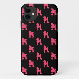 Retro Poodle Pattern - Pink and Black iPhone 11 Case