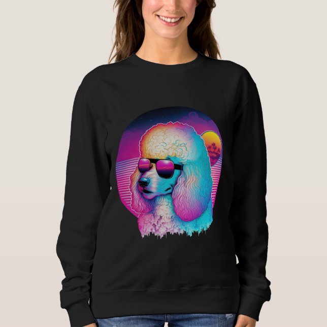 Retro Poodle Synthwave Nights Sweatshirt (Front)