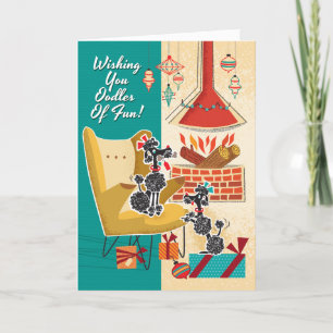 Retro Poodles Christmas Card