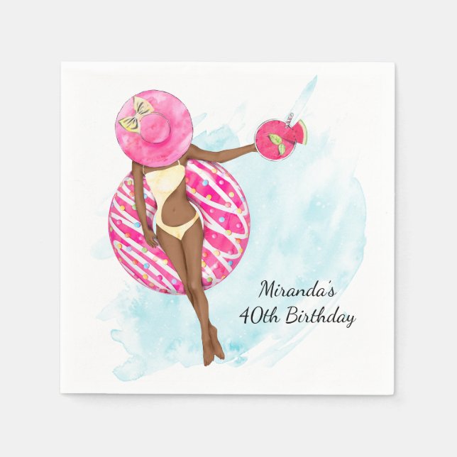 Retro Pool 40th Birthday Party Napkins (Front)