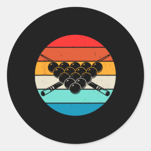 Retro Pool Billiards Design With Cues And  Classic Round Sticker