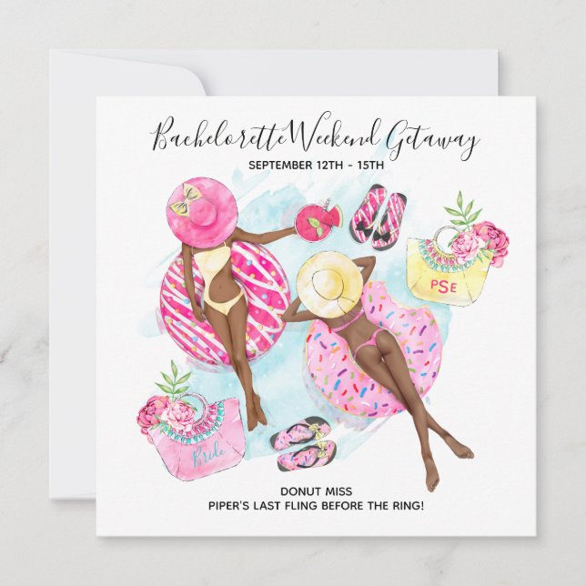 Retro Pool Girls Bachelorette Beach Weekend Save The Date (Front)