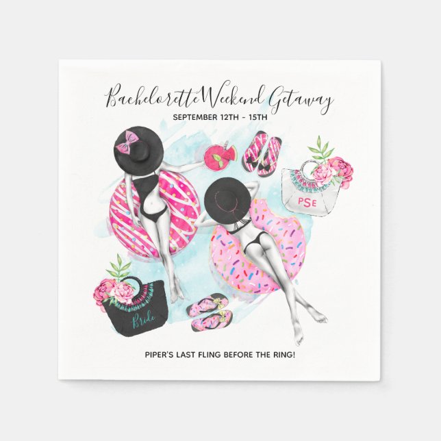 Retro Pool Girls Bachelorette Weekend Party Napkin (Front)