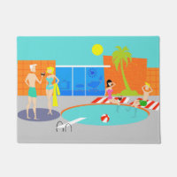 Retro Pool Party Door Mat