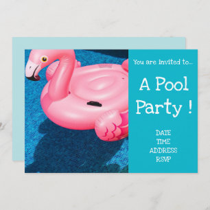 Retro Pool Party Flamingo pool toy Invitation