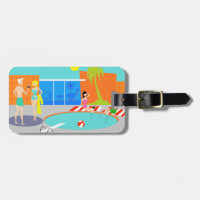 Retro Pool Party Luggage Tag