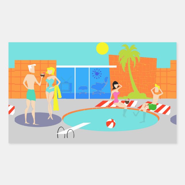 Retro Pool Party Stickers (Front)