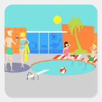 Retro Pool Party Stickers