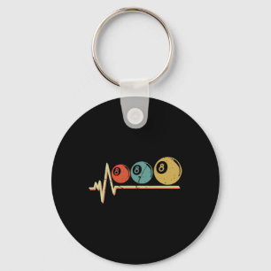 Retro Pool Player Gift Billiard Ll Heartbeat Key Ring