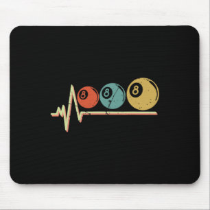 Retro Pool Player Gift Billiard Ll Heartbeat Mouse Pad